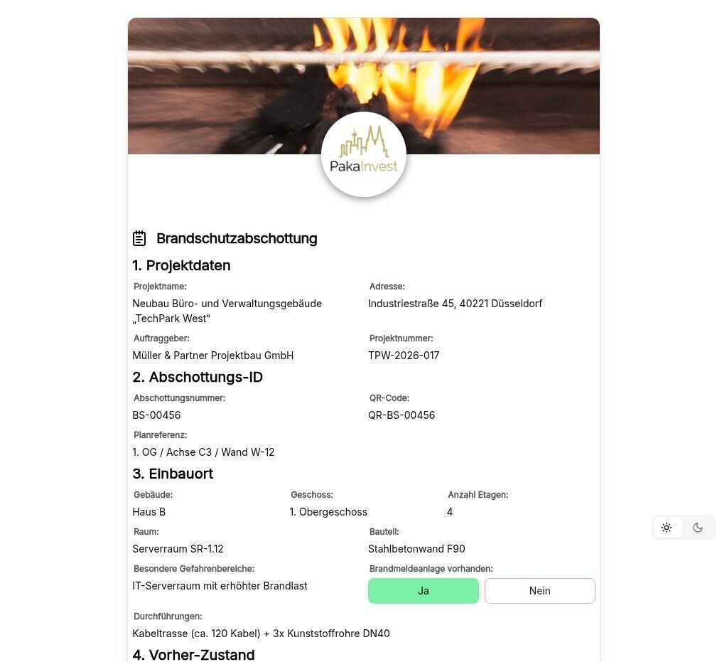 Vorschau Brandschutzabschottung – Protokoll-Vorlage (DIN 4102, MLAR, DIN EN 1366)