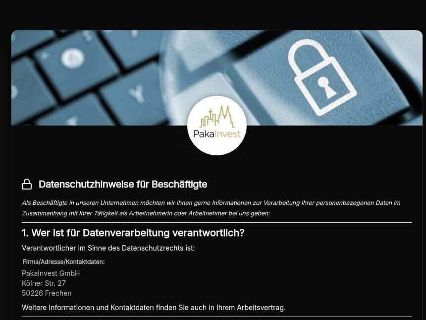 Vorschau Datenschutzhinweise für Beschäftigte – Vorlage (Art. 13 DSGVO, §26 BDSG)