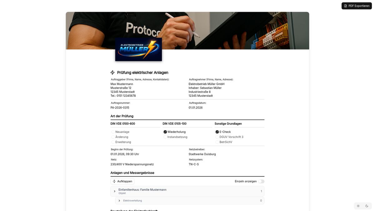 Vorschau Prüfung elektrischer Anlagen – Vorlage nach VDE 0100-600 & 0105-100