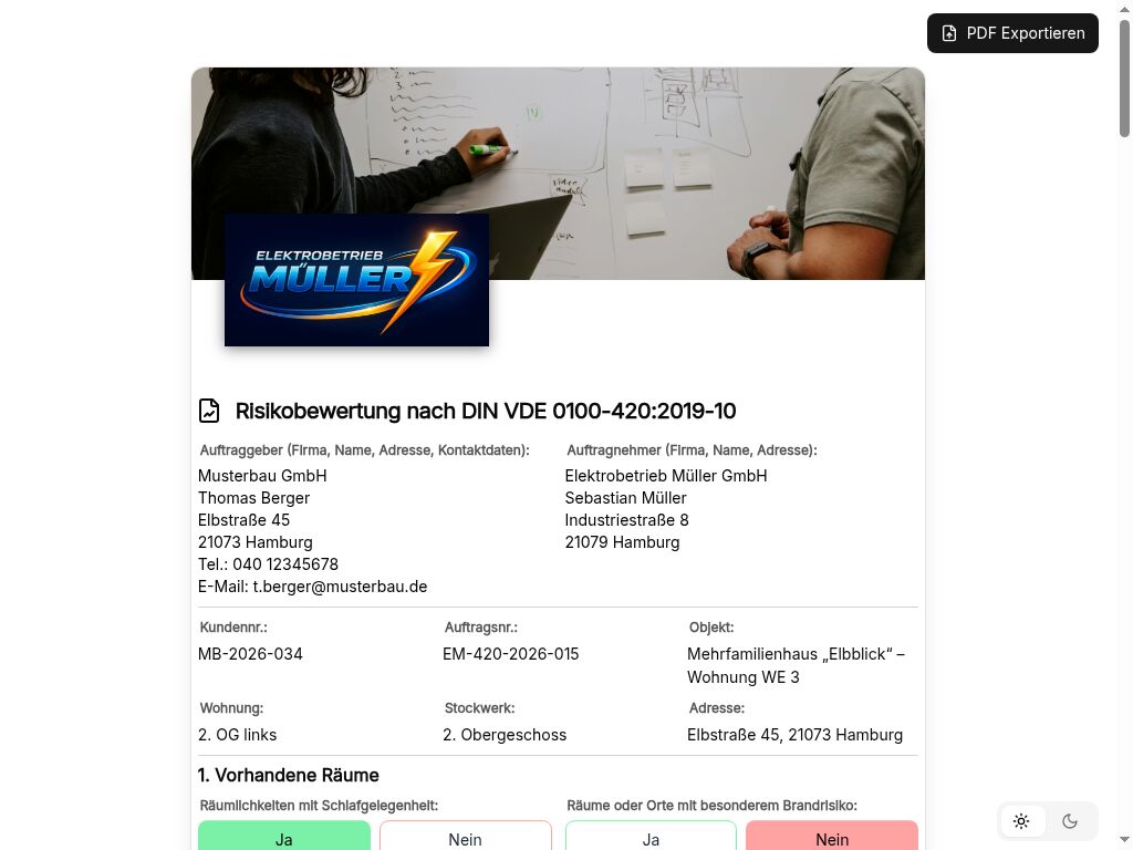 Vorschau Risikobewertung DIN VDE 0100-420:2019-10 – Vorlage (AFDD / Brandschutzschalter)